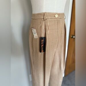 NWT vintage Anne Klein camel cream houndstooth trousers clean girl dark academia